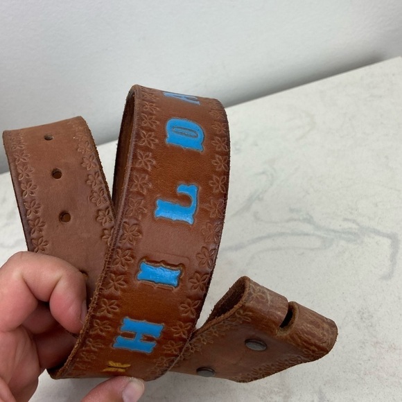 Vintage 70’s Tooled and Hand Painted Leather Belt Brown - Picture 10 of 10